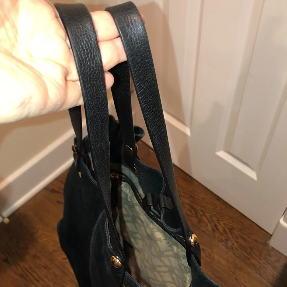 UGG Black Suede Tote Leather Shoulder Bag